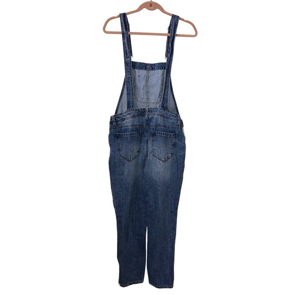 Denim Overalls Size 6 Blue Distressed Pockets 90s Grunge Boho Farmer Country - Picture 2 of 9